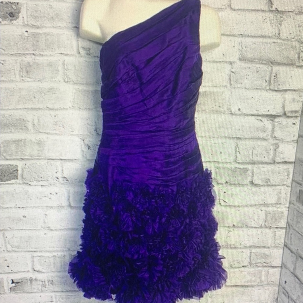 Chic One-Shoulder Purple Midi Dress
